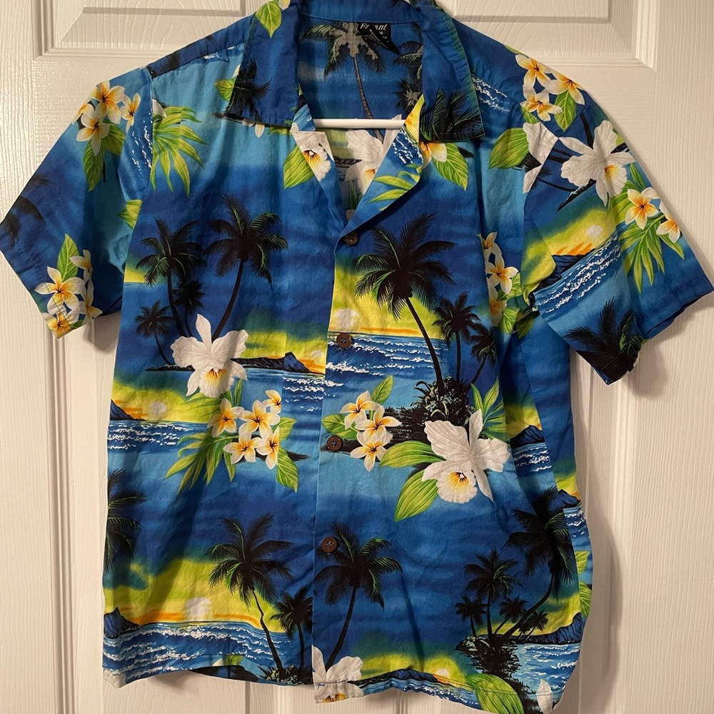 Favant Youth Multicolor Hawaiian Button Up Short Sleeve Shirt - Size L-14